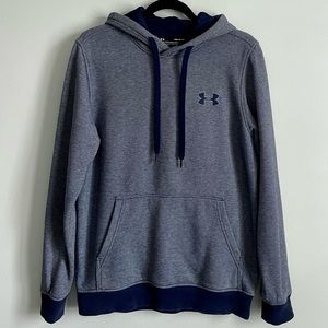 Under Armour Navy Striped Hoodie Rival EOE Fitted Pullover Fleece